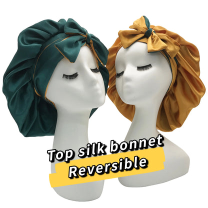 Diamond Luxury Mommy and Me Double Satin Silk Bonnet with Edge Band Head Wrap Bonnet Vendor Custom Ready Ship Silk Hair Bonnets