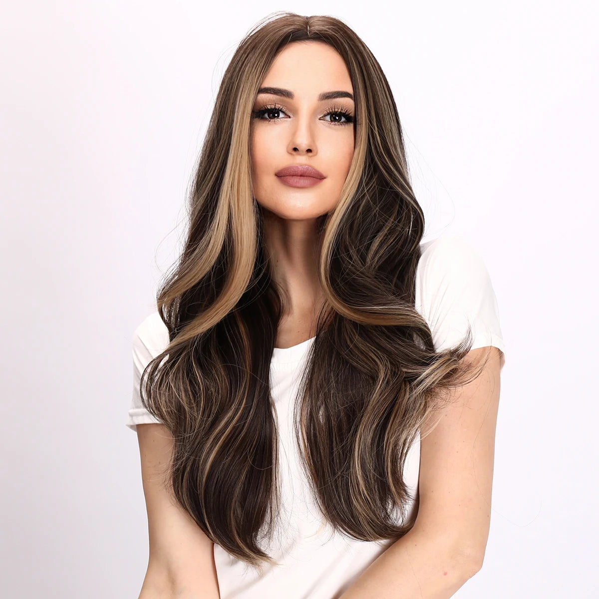 2025 Hot Selling SMILCO Popular European and American Fashion Wigs Black Brown Gradient Wavy Curly Hair Wig for Women SM9346