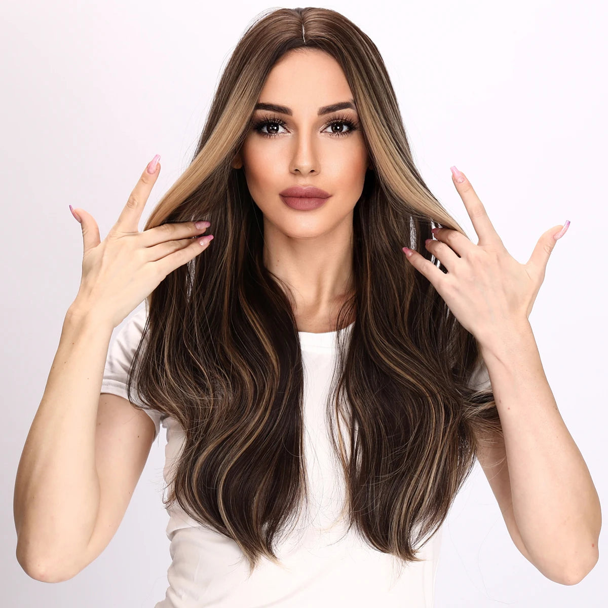 2025 Hot Selling SMILCO Popular European and American Fashion Wigs Black Brown Gradient Wavy Curly Hair Wig for Women SM9346