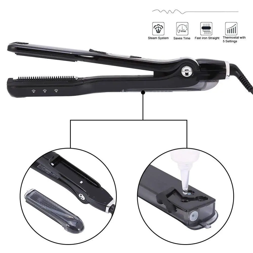 Hair Curlers For Women Hair Straightener Steam Titanium Ceramic Flat Iron Professional Electric Comb Hair Curling Iron Styler