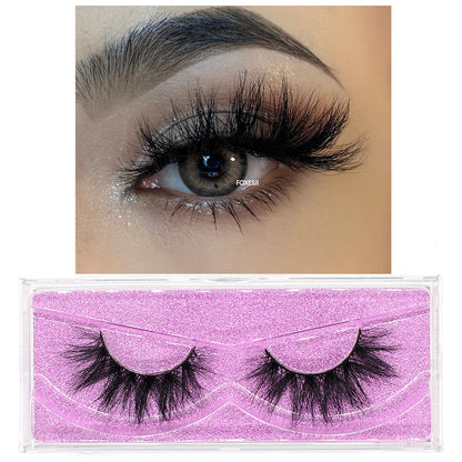 FOXESJI 3D Mink Lashes False Eyelashes Fluffy Thick Cross Wispy Natural Eye lashes Mink Soft Lash Extension Supplies Makeup Set