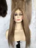 Top Quality Highlights Soft Silicone  Silk Base with Lace Frontal  Human Hair Medical Wig for Cancer