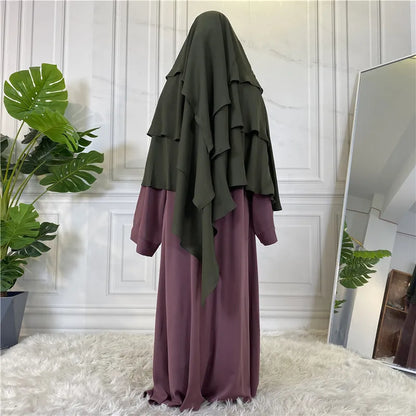 New Hijab Cap Muslim Abayas for Women Arabic Prayer Islamic 3 Layers Shawls Full Cover Head Wrap for Women Winter Khimar