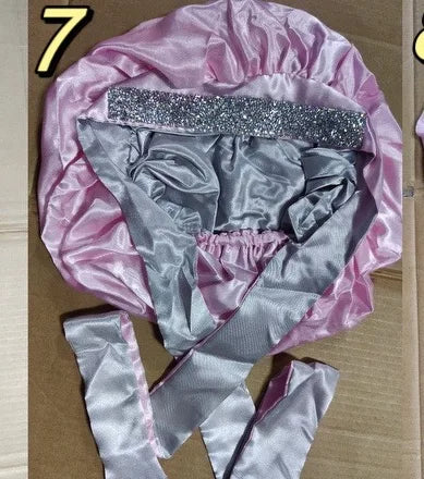 Diamond Luxury Mommy and Me Double Satin Silk Bonnet with Edge Band Head Wrap Bonnet Vendor Custom Ready Ship Silk Hair Bonnets