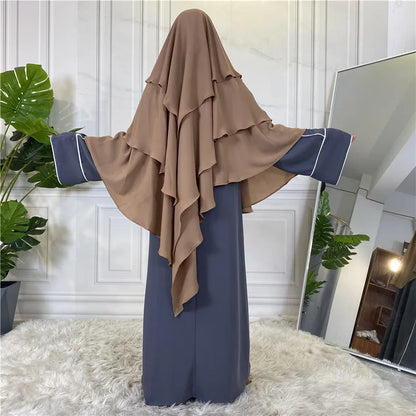 New Hijab Cap Muslim Abayas for Women Arabic Prayer Islamic 3 Layers Shawls Full Cover Head Wrap for Women Winter Khimar