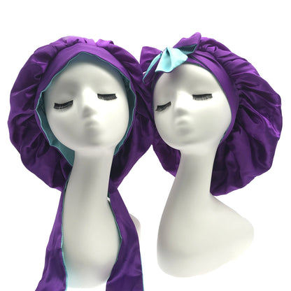 Diamond Luxury Mommy and Me Double Satin Silk Bonnet with Edge Band Head Wrap Bonnet Vendor Custom Ready Ship Silk Hair Bonnets