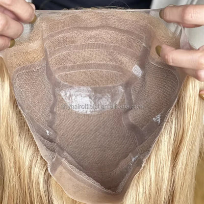 High Quality 100% Raw Virgin Hair Transparent PU Full Lace Glueless Wigs for Bald People and Cancer Patients