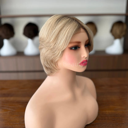 Natural Hairline Full Hand Tied Medical Wig Silk Top With Lace Front Human Hair Medical Wig for Cancer Patients