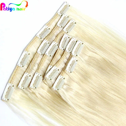 Shop Honey Blonde Hair Extensions Clip 613 Human Hair Pack 100g Clips in European Virgin Remy Hair Extentions Clip-in Double Wef