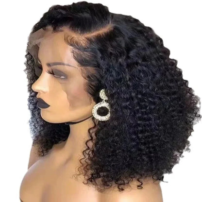 High Quality 13*4 Front Wig for Women Fashionable Transparent Loose Deep Wave Curly Synthetic Fiber  Afro Black