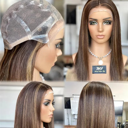 2025 Custom Made 100% Human Raw Hair PU Patchwork Transparent Lace Medical Wigs With for Cancer Patients Women