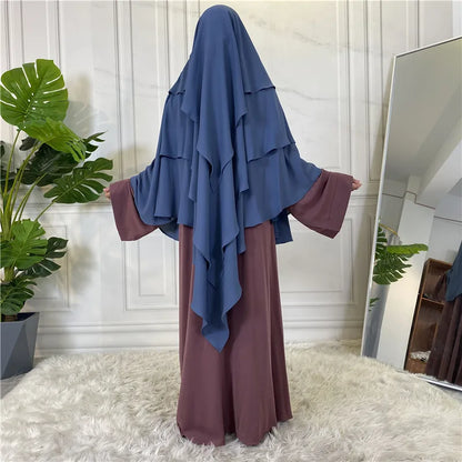 New Hijab Cap Muslim Abayas for Women Arabic Prayer Islamic 3 Layers Shawls Full Cover Head Wrap for Women Winter Khimar