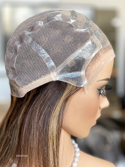 2025 Custom Made 100% Human Raw Hair PU Patchwork Transparent Lace Medical Wigs With for Cancer Patients Women