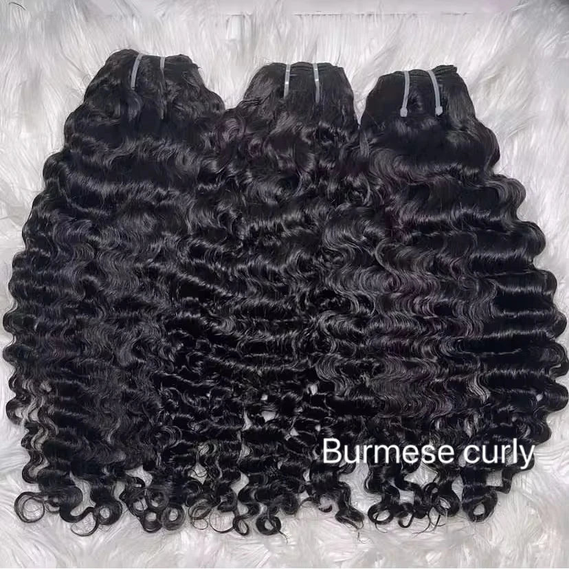 Best Selling US Stock Wholesale Raw Vietnamese Burmese Curly Hair Bundles Vendor Raw Cambodian Natural Wave Human Hair