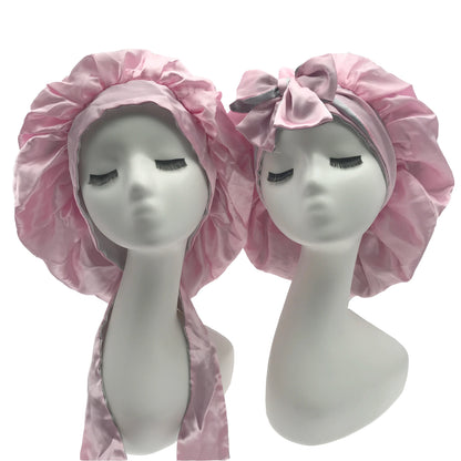 Diamond Luxury Mommy and Me Double Satin Silk Bonnet with Edge Band Head Wrap Bonnet Vendor Custom Ready Ship Silk Hair Bonnets