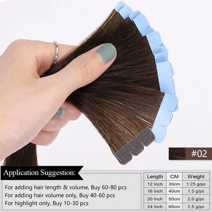 Mini Tape Hair Extensions  Natural Tape in Hair Extentions 3x0.8cm Invisible Tape 10pcs/pack for Side Hair