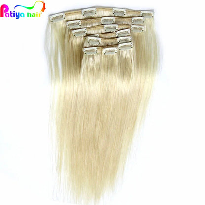 Shop Honey Blonde Hair Extensions Clip 613 Human Hair Pack 100g Clips in European Virgin Remy Hair Extentions Clip-in Double Wef