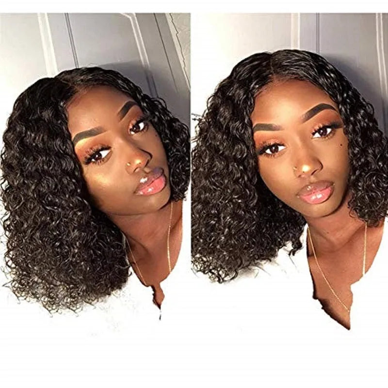 Short Bob Lace Front Wig Black Curly Bob Wigs for Black Women Synthetic Fiber Hair Wigs