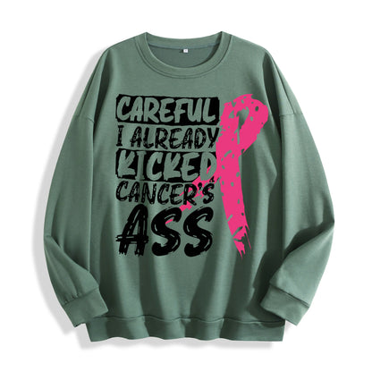 Breast Cancer Awareness Ribbon Graphic Crewneck Sweatshirt, US Warehouse, 6 Colors