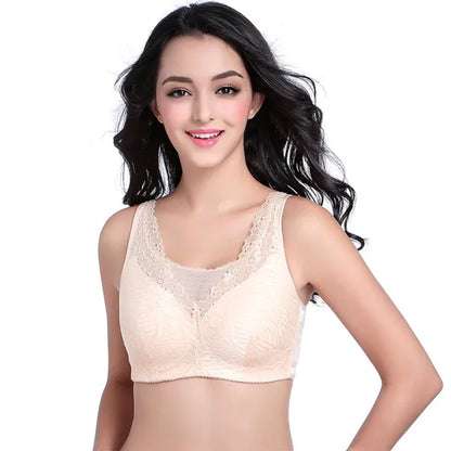 ONEFENG 6026 Breathable Lace Everyday Super Soft Comfortable Mastectomy Bra with Pockets for Breast Cancer Women