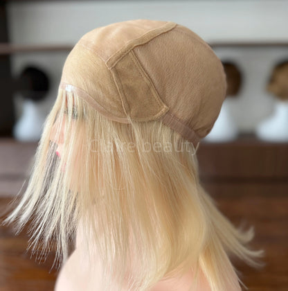 Unprocessed Raw Hair Full Hand Tied Medical Wig Blonde Color Silk Top With Lace Front Human Hair Medical Wig for Cancer Patients