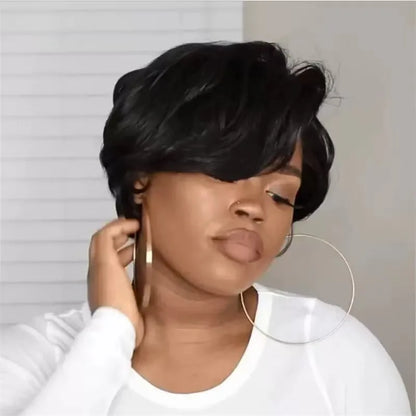2025 New Arrival: Black Short Straight Women's Voluminous High-Temperature Fiber Wig - Hot Seller