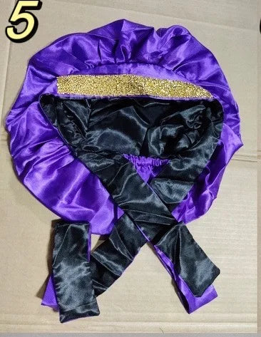 Diamond Luxury Mommy and Me Double Satin Silk Bonnet with Edge Band Head Wrap Bonnet Vendor Custom Ready Ship Silk Hair Bonnets