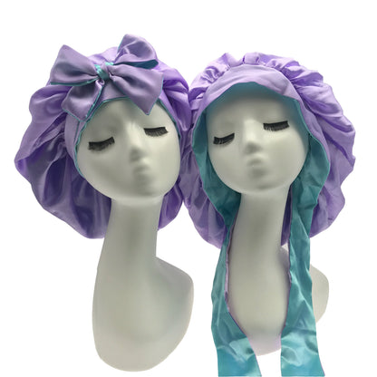 Diamond Luxury Mommy and Me Double Satin Silk Bonnet with Edge Band Head Wrap Bonnet Vendor Custom Ready Ship Silk Hair Bonnets