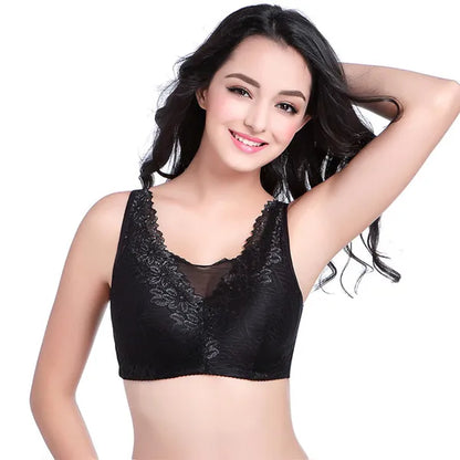 ONEFENG 6026 Breathable Lace Everyday Super Soft Comfortable Mastectomy Bra with Pockets for Breast Cancer Women