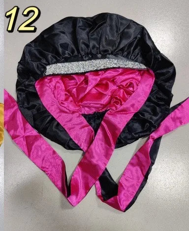 Diamond Luxury Mommy and Me Double Satin Silk Bonnet with Edge Band Head Wrap Bonnet Vendor Custom Ready Ship Silk Hair Bonnets
