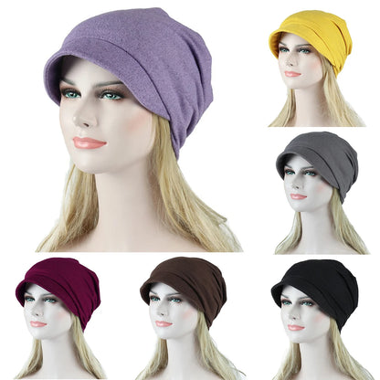 Women Soft Satin Lining India Hat Stretch Sleep Cap Muslim Ruffle Cancer Chemo Hat Beanie Scarf Turban Head Wrap Cap