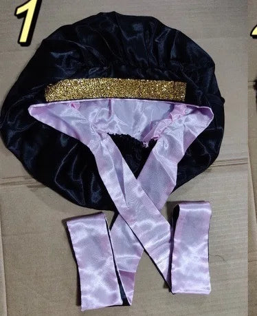 Diamond Luxury Mommy and Me Double Satin Silk Bonnet with Edge Band Head Wrap Bonnet Vendor Custom Ready Ship Silk Hair Bonnets