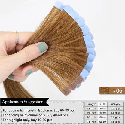 Mini Tape Hair Extensions  Natural Tape in Hair Extentions 3x0.8cm Invisible Tape 10pcs/pack for Side Hair