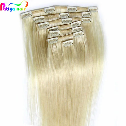 Shop Honey Blonde Hair Extensions Clip 613 Human Hair Pack 100g Clips in European Virgin Remy Hair Extentions Clip-in Double Wef