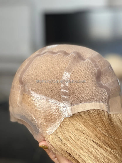 High Quality 100% Raw Virgin Hair Transparent PU Full Lace Glueless Wigs for Bald People and Cancer Patients