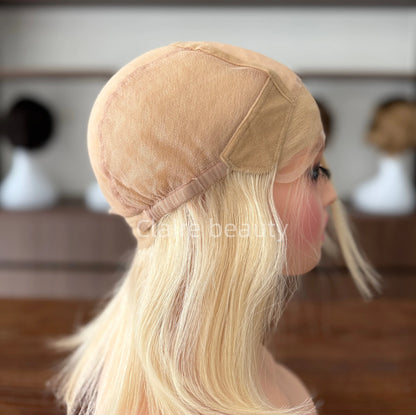 Unprocessed Raw Hair Full Hand Tied Medical Wig Blonde Color Silk Top With Lace Front Human Hair Medical Wig for Cancer Patients