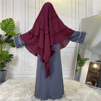 New Hijab Cap Muslim Abayas for Women Arabic Prayer Islamic 3 Layers Shawls Full Cover Head Wrap for Women Winter Khimar