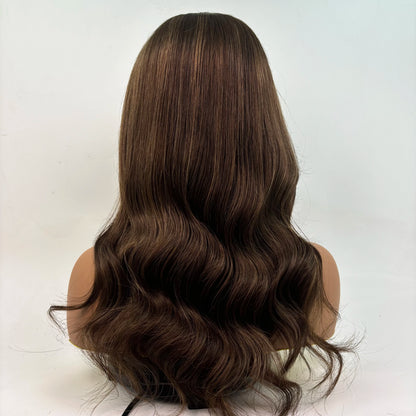 Top Quality Highlights Soft Silicone  Silk Base with Lace Frontal  Human Hair Medical Wig for Cancer