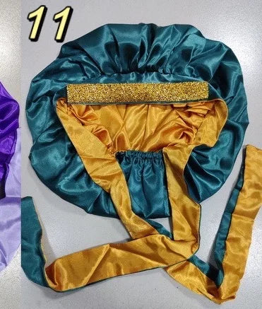 Diamond Luxury Mommy and Me Double Satin Silk Bonnet with Edge Band Head Wrap Bonnet Vendor Custom Ready Ship Silk Hair Bonnets