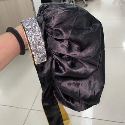 Diamond Luxury Mommy and Me Double Satin Silk Bonnet with Edge Band Head Wrap Bonnet Vendor Custom Ready Ship Silk Hair Bonnets