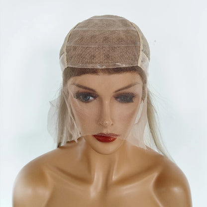 Premium  Quality 100%  Raw Virgin Human Hair All Hand Tied Silk Base Top Medical Wig with Silicone Top for Cancer Patient