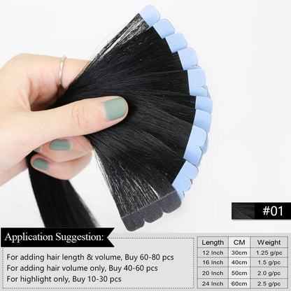 Mini Tape Hair Extensions  Natural Tape in Hair Extentions 3x0.8cm Invisible Tape 10pcs/pack for Side Hair