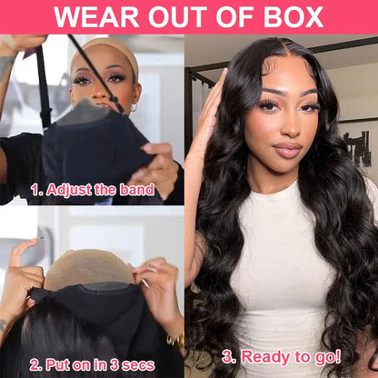 Glueless Wear and Go Prelucked Human Body Wave Hair Wig 4x6 Closure HD Transparent Lace Pre Cut Ready Wear and Go Lace Wig