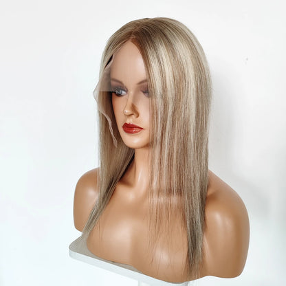 Premium  Quality 100%  Raw Virgin Human Hair All Hand Tied Silk Base Top Medical Wig with Silicone Top for Cancer Patient