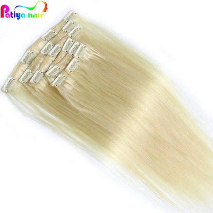 Shop Honey Blonde Hair Extensions Clip 613 Human Hair Pack 100g Clips in European Virgin Remy Hair Extentions Clip-in Double Wef