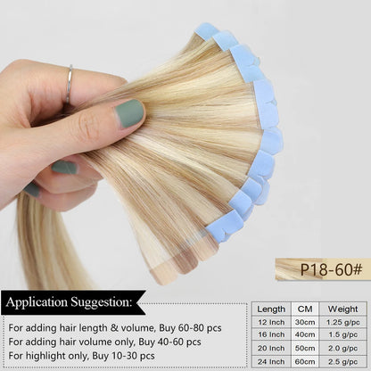 Mini Tape Hair Extensions  Natural Tape in Hair Extentions 3x0.8cm Invisible Tape 10pcs/pack for Side Hair