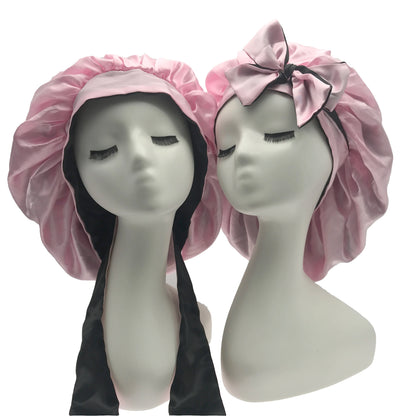 Diamond Luxury Mommy and Me Double Satin Silk Bonnet with Edge Band Head Wrap Bonnet Vendor Custom Ready Ship Silk Hair Bonnets