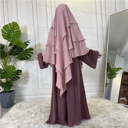 New Hijab Cap Muslim Abayas for Women Arabic Prayer Islamic 3 Layers Shawls Full Cover Head Wrap for Women Winter Khimar