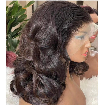 High Quality 13*4 Front Wig for Women Fashionable Transparent Loose Deep Wave Curly Synthetic Fiber  Afro Black