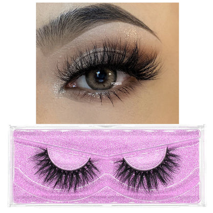 FOXESJI 3D Mink Lashes False Eyelashes Fluffy Thick Cross Wispy Natural Eye lashes Mink Soft Lash Extension Supplies Makeup Set